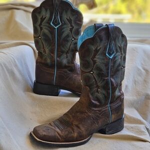Ariat Square Toe Brown Leather Boots
